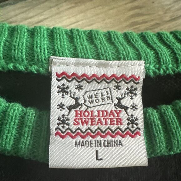 Ugly Christmas Big Kid Holiday Sweater Sz Large Cat Sleigh Funny Festive Party - Picture 6 of 11